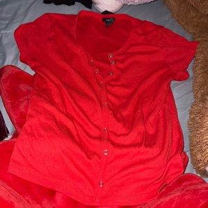 Rue 21 red button up shirt